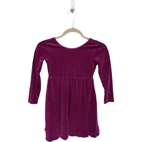 Hanna Andersson Other - Hanna Andersson Velour Empire Waist Dress Girls 6-7 Magenta Berry Long Sleeve